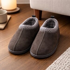 Men's Plush-Lined Slip-On Loafers - Dark Gray